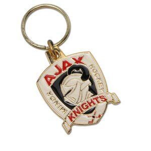 Vintage AJAX Knights Minor Hockey League Keychain Enamelled Metal Ontario Sports